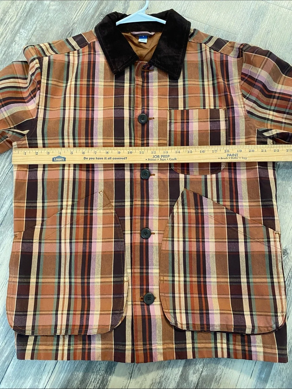 Utility Chore Jacket Fall Plaid Jacket w Corduroy Collar SMALL ((2025)